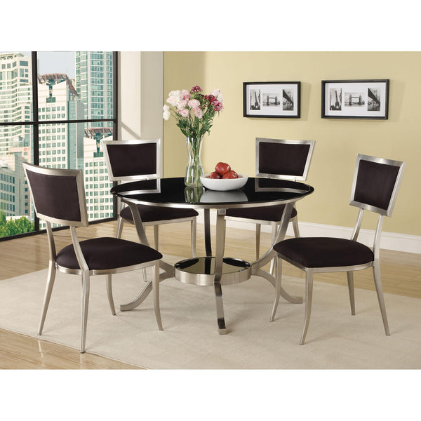 Acme Furniture Round Abbott Dining Table with Glass Top & Trestle Base 70015 IMAGE 1