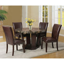 Acme Furniture Round Adolph Dining Table with Faux Marble Top & Pedestal Base 70780 IMAGE 1