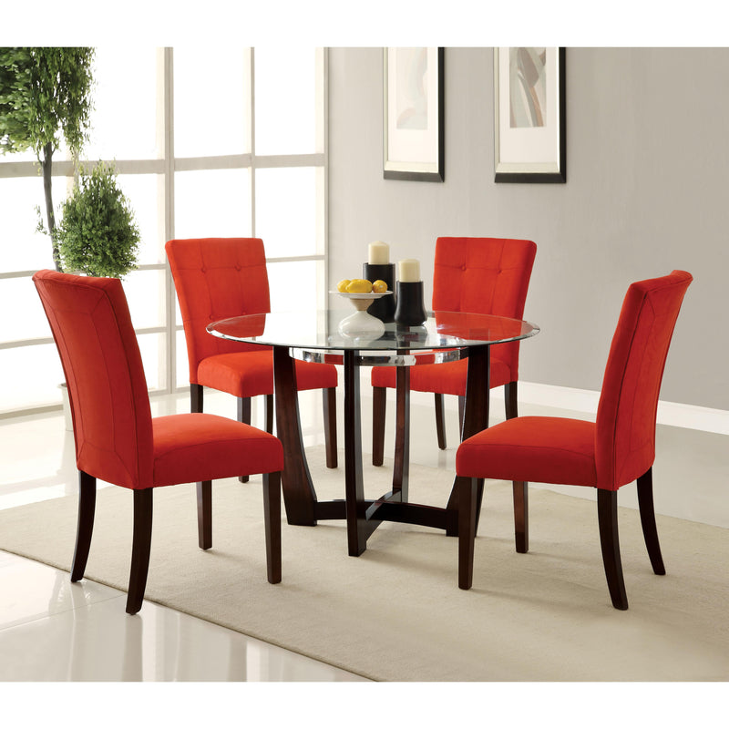 Acme Furniture Round Baldwin Dining Table with Glass Top & Trestle Base 07815 IMAGE 2