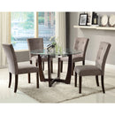 Acme Furniture Round Baldwin Dining Table with Glass Top & Trestle Base 07815 IMAGE 3