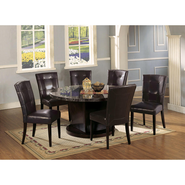 Acme Furniture Round Danville Dining Table with Marble Top & Pedestal Base 07003T/07004ST IMAGE 1