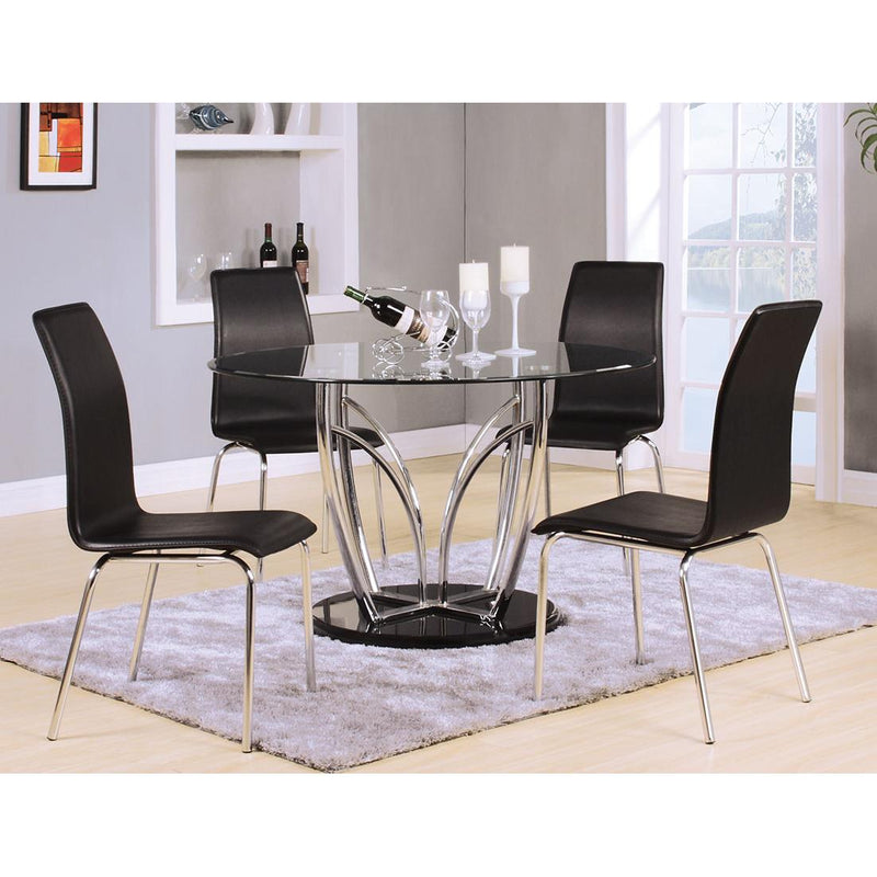 Acme Furniture Round Elinor Dining Table with Glass Top & Pedestal Base 70710 IMAGE 1