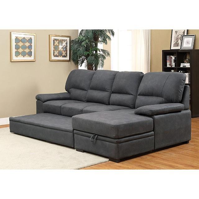 Furniture of America Alcester Stationary Faux Leather Sleeper Sectional CM6908BK-SET IMAGE 3