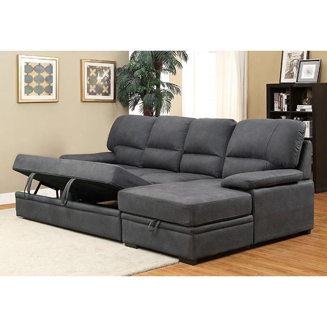 Furniture of America Alcester Stationary Faux Leather Sleeper Sectional CM6908BK-SET IMAGE 5