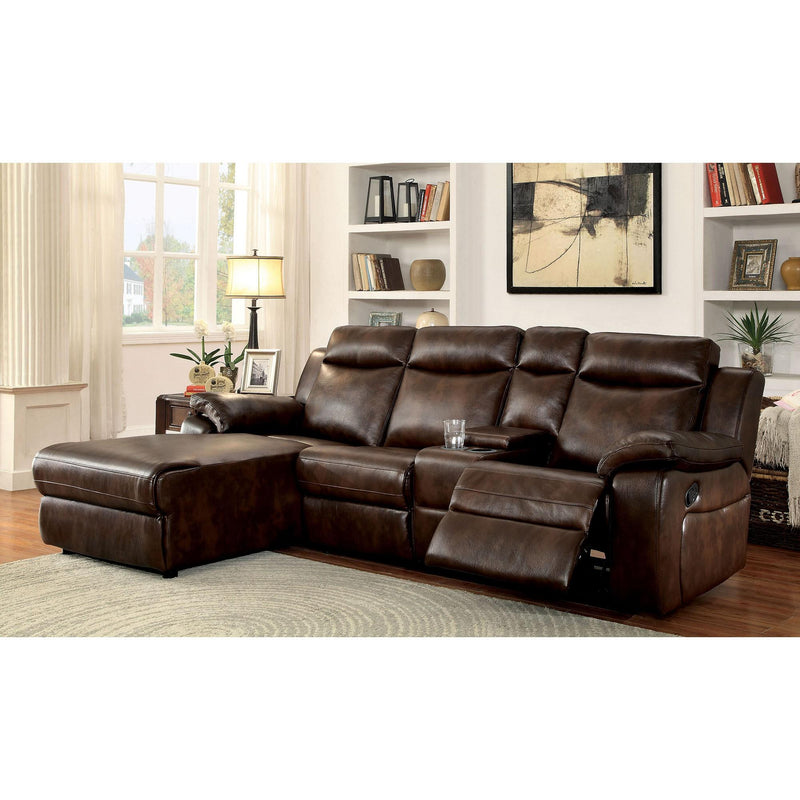 Furniture of America Hardy CM6781BR-SECTIONAL Sectional w/ Console IMAGE 2