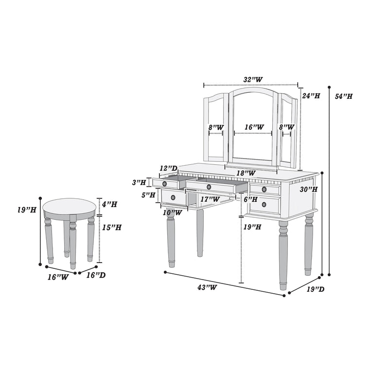 Poundex F4072 Vanity Set IMAGE 6