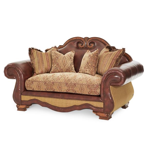 Michael Amini Tuscano Stationary Leather/Fabric Loveseat 34925-SPICE-26 IMAGE 2