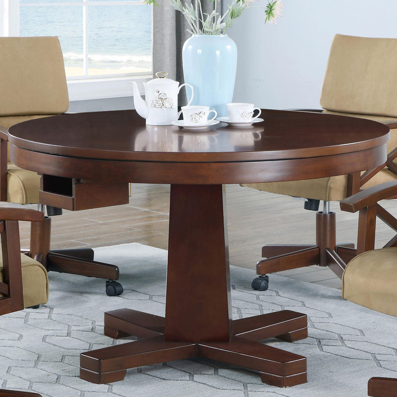 Coaster Furniture Marietta 100171 Round Dining and Billiard Poker Game Table - Tobacco IMAGE 4