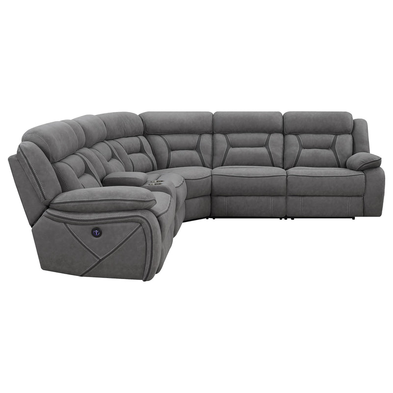 Coaster Furniture Higgins Power Reclining Leather Look 4 pc Sectional 600370 IMAGE 5