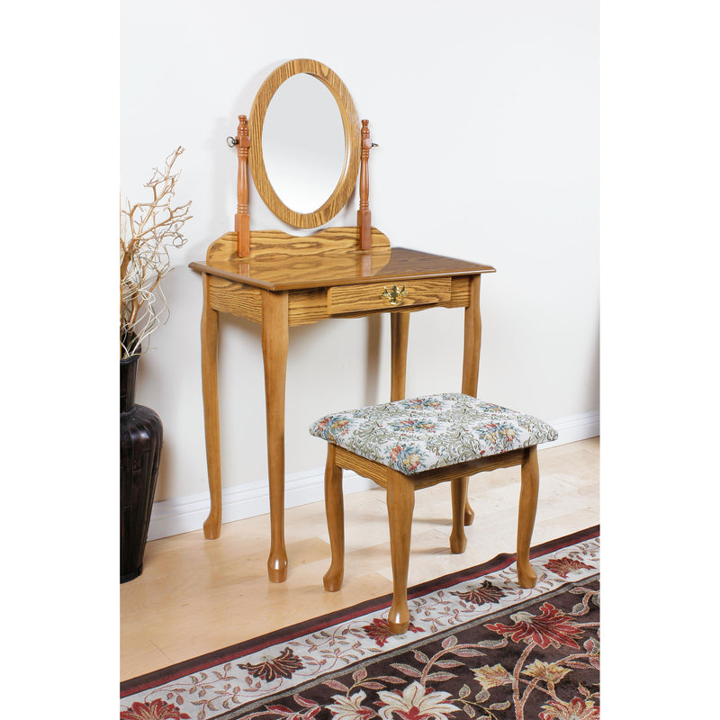 Acme Furniture Queen Anne 1-Drawer Vanity Set 02337OAK IMAGE 1