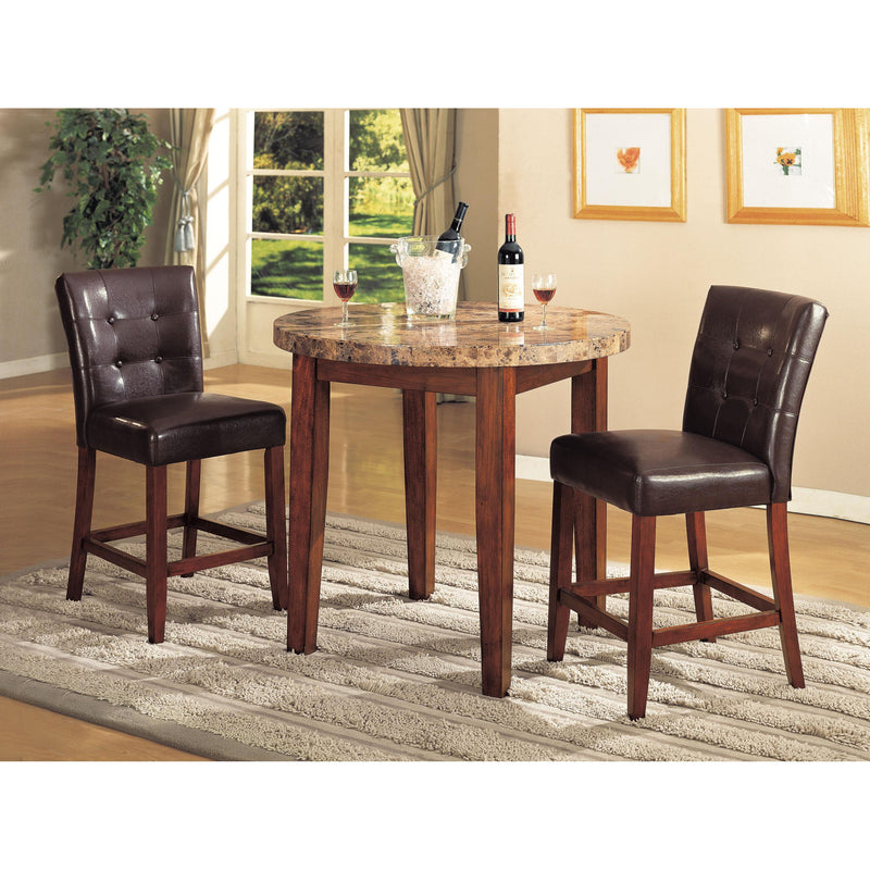 Acme Furniture Round Bologna Counter Height Dining Table with Marble Top 07375 IMAGE 2