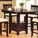 Acme Furniture Oval Lugano Pub Height Dining Table with Pedestal Base 07675 IMAGE 2