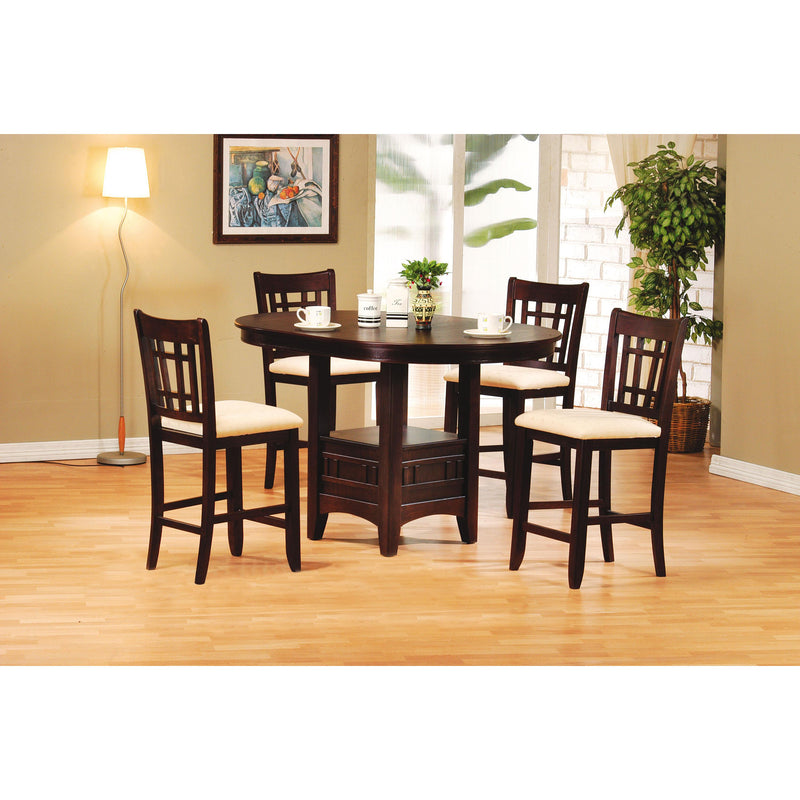 Acme Furniture Oval Lugano Pub Height Dining Table with Pedestal Base 07675 IMAGE 3