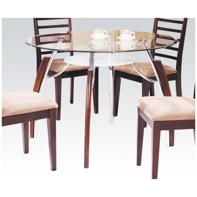Acme Furniture Round Martini Dining Table with Glass Top 08185 IMAGE 1