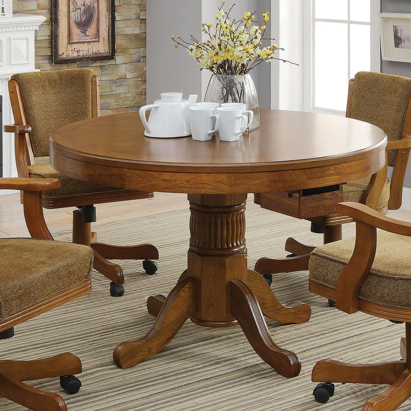 Coaster Furniture Mitchell 100951 Round Dining and Billiard Poker Game Table - Amber IMAGE 4