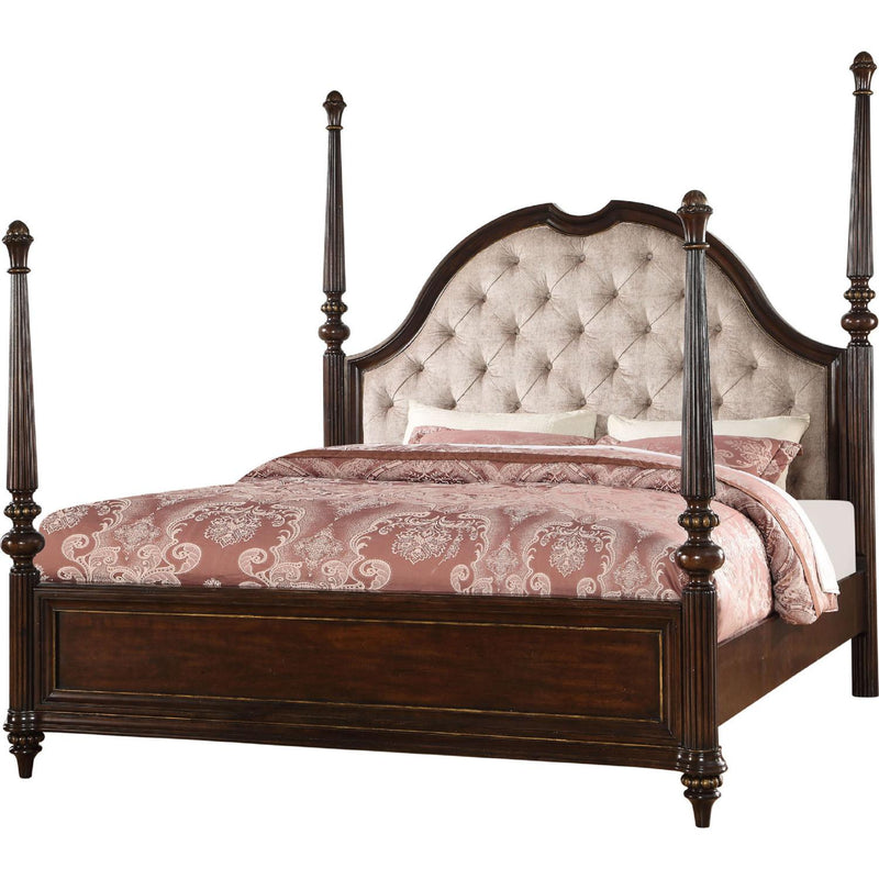 Acme Furniture Azis Queen Upholstered Poster Bed 23770Q IMAGE 1