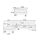 Poundex F6974 3pc Reversible Sectional Sofa Set with Ottoman IMAGE 8