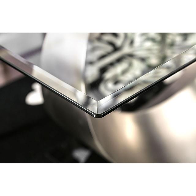 Furniture of America Orla Dining Table with Glass Top & Pedestal Base CM3726T-TABLE IMAGE 4