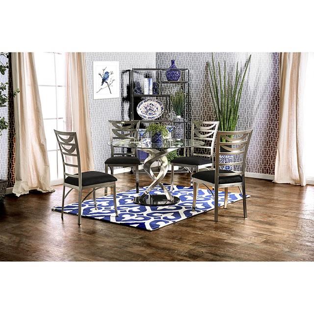Furniture of America Roxo Dining Table with Glass Top & Pedestal Base CM3729T-TABLE IMAGE 2