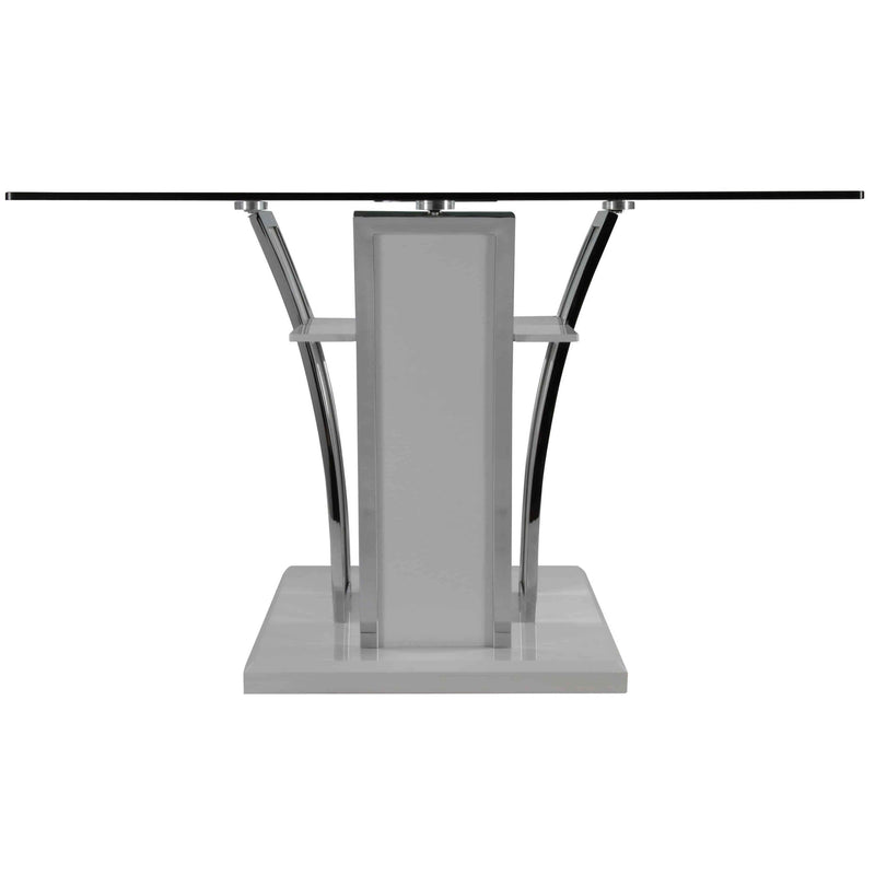 Furniture of America Glenview Dining Table with Glass Top & Pedestal Base CM8372GY-T-TABLE IMAGE 2