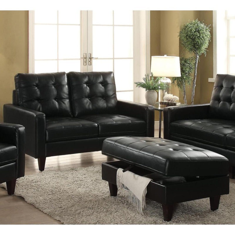 Acme Furniture Nate Fabric and Leather Look Storage Ottoman 50268 IMAGE 2
