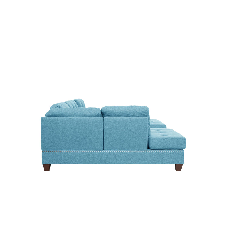 Poundex F6505 3pc Reversible Sectional Sofa Set with Ottoman IMAGE 4