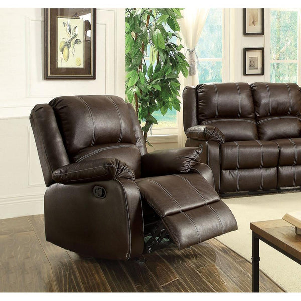 Acme Furniture Zuriel Rocker Leather Look Recliner with Wall Recline 52282 IMAGE 1