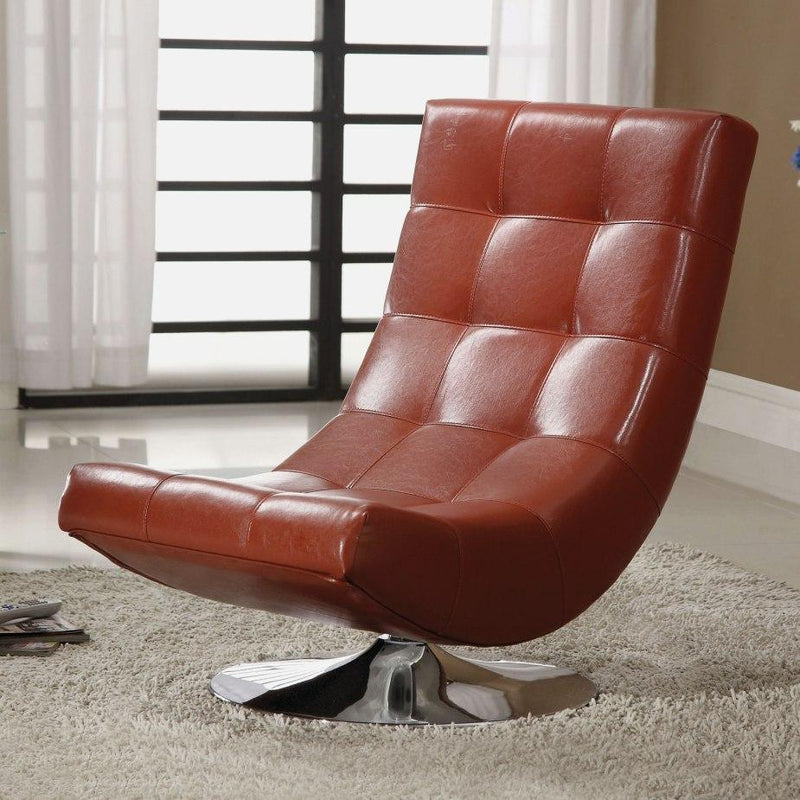 Furniture of America Trinidad Swivel Leather Look Accent Chair CM-AC6912R IMAGE 1