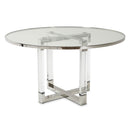 Michael Amini Round State St. Dining Table with Glass Top and Pedestal Base 9016001-13 IMAGE 1