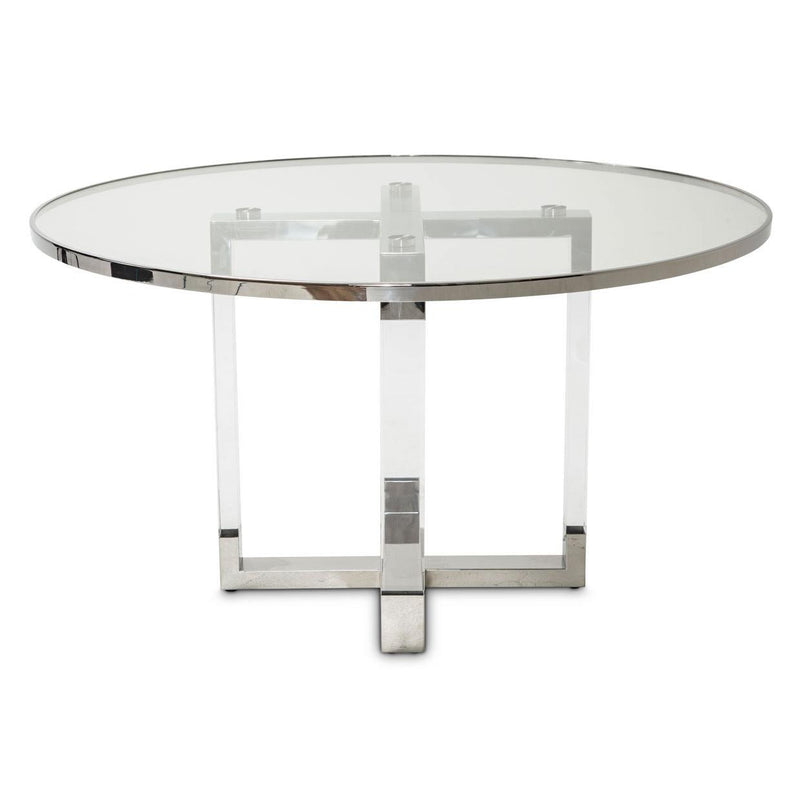 Michael Amini Round State St. Dining Table with Glass Top and Pedestal Base 9016001-13 IMAGE 4