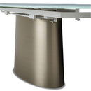 Michael Amini Oval Halsted Dining Table with Glass Top and Pedestal Base TR-HLSTD001 IMAGE 4