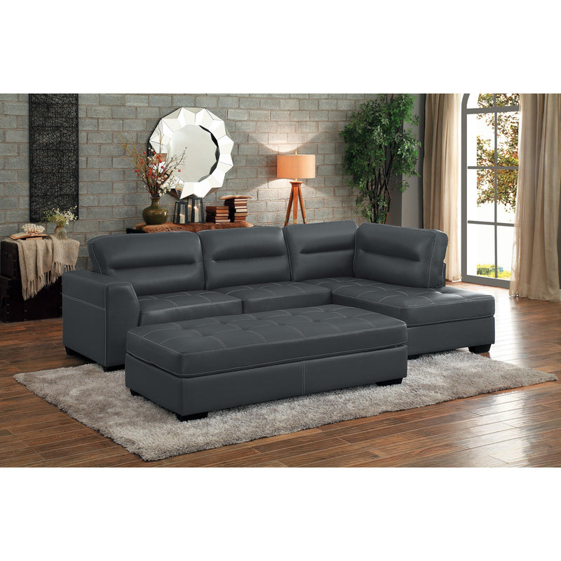 Homelegance Terza Leather Look Ottoman 9924GRY-4 IMAGE 3