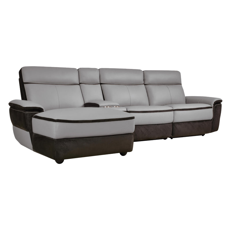 Homelegance Laertes Power Reclining Leather and Fabric 4 pc Sectional 8318*45LRR IMAGE 2