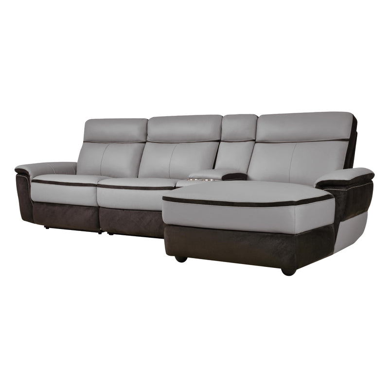 Homelegance Laertes Power Reclining Leather and Fabric 4 pc Sectional 8318*4LR5R IMAGE 3