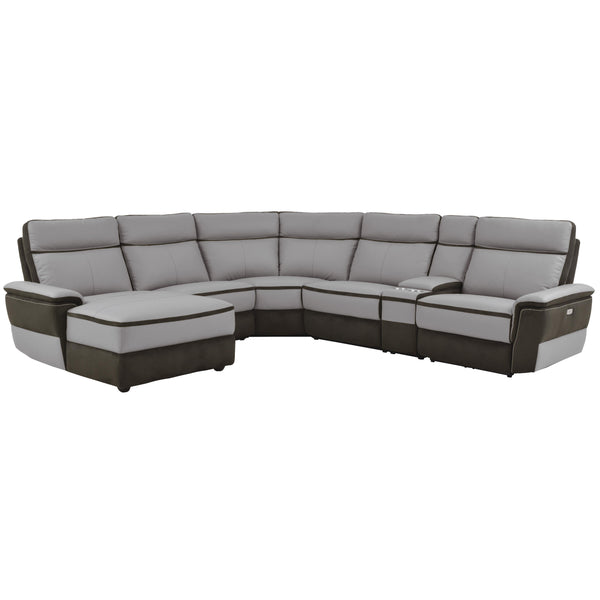Homelegance Laertes Power Reclining Leather and Fabric 6 pc Sectional 8318*6A IMAGE 1