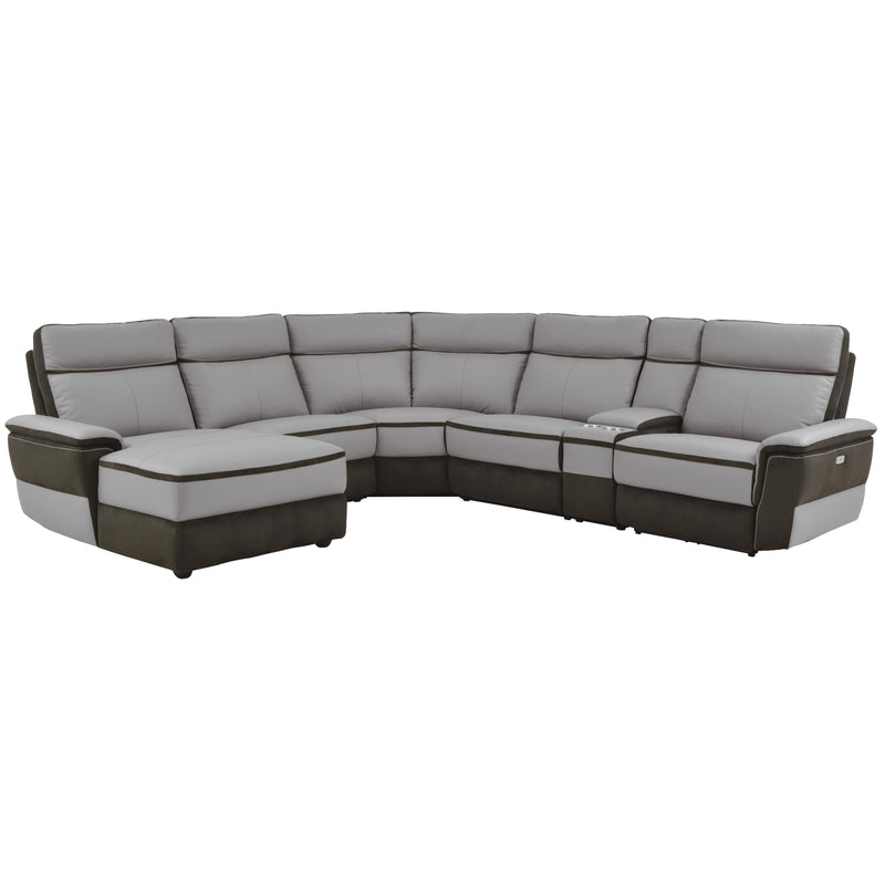 Homelegance Laertes Power Reclining Leather and Fabric 6 pc Sectional 8318*6A IMAGE 1
