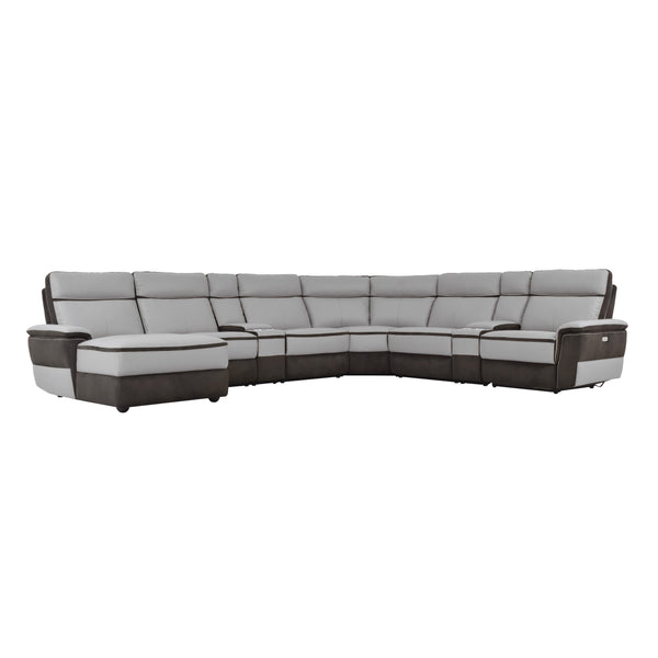 Homelegance Laertes Power Reclining Leather and Fabric 8 pc Sectional 8318*8A IMAGE 1