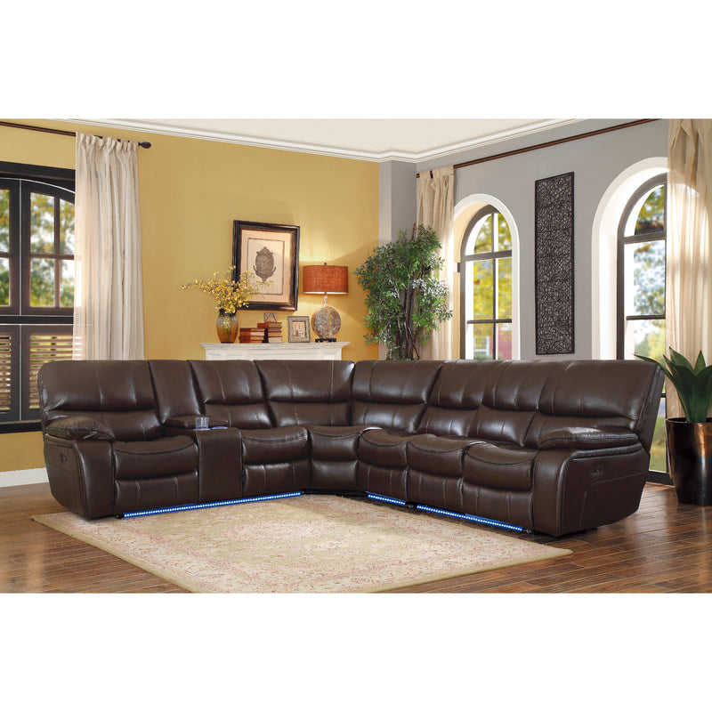Homelegance Pecos Power Reclining Leather Match 4 pc Sectional 8480BRW*4SCPD IMAGE 6