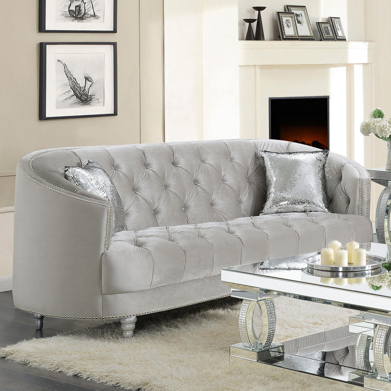 Coaster Furniture Avonlea 508461 Upholstered Sloped Arm Sofa - Grey Velvet IMAGE 9