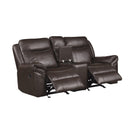 Homelegance Aram Reclining Leather Match Loveseat 8206BRW-2 IMAGE 4