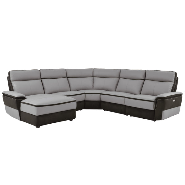 Homelegance Laertes Power Reclining Leather and Fabric 5 pc Sectional 8318*5A1PW IMAGE 1