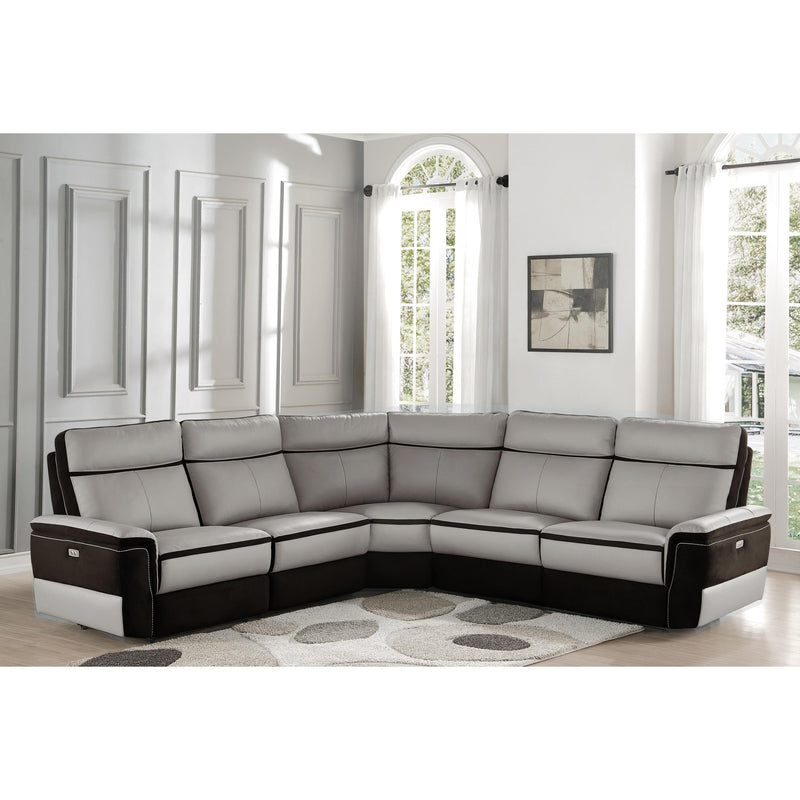 Homelegance Laertes Power Reclining Leather and Fabric 5 pc Sectional 8318*5C1PW IMAGE 6