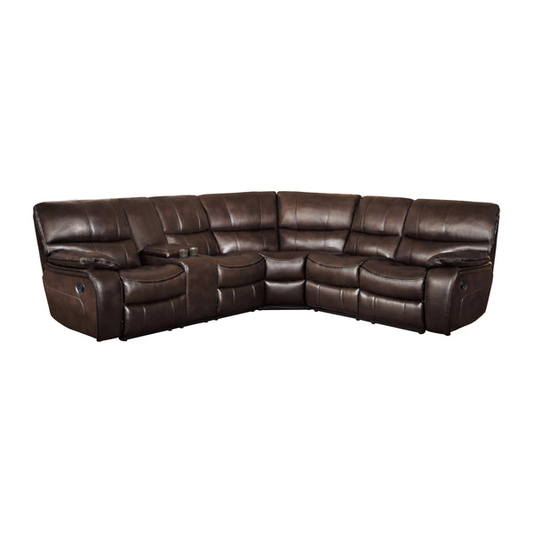 Homelegance Pecos Reclining Leather Match 3 pc Sectional 8480BRW*3SC IMAGE 1