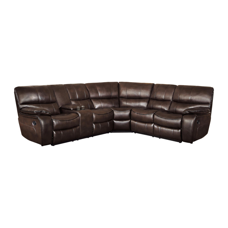 Homelegance Pecos Reclining Leather Match 3 pc Sectional 8480BRW*3SC IMAGE 1