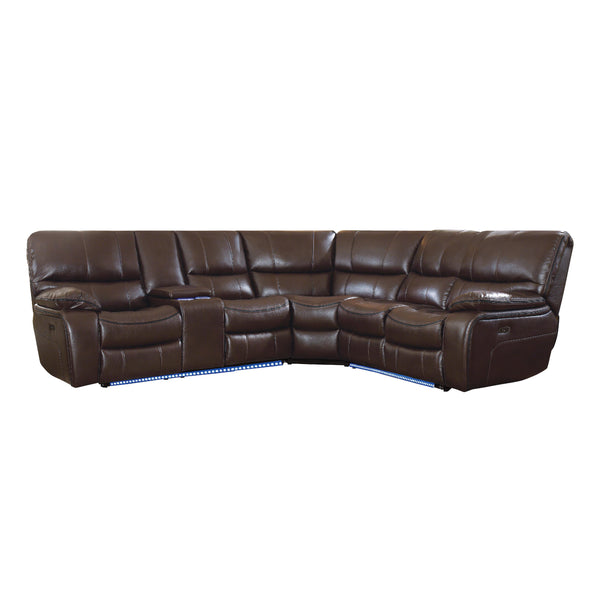 Homelegance Pecos Power Reclining Leather Match 3 pc Sectional 8480BRW*3SCPD IMAGE 1