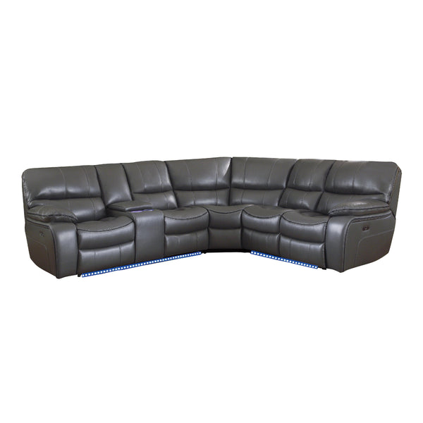 Homelegance Pecos Power Reclining Leather Match 3 pc Sectional 8480GRY*3SCPD IMAGE 1