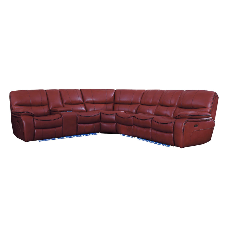 Homelegance Pecos Power Reclining Leather Match 4 pc Sectional 8480RED*4SCPD IMAGE 1