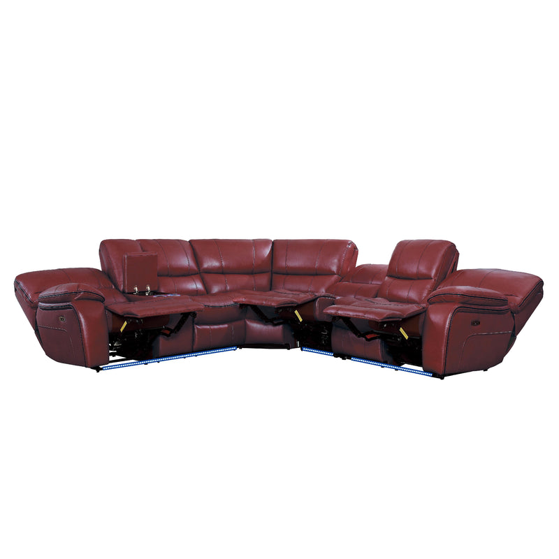 Homelegance Pecos Power Reclining Leather Match 4 pc Sectional 8480RED*4SCPD IMAGE 4