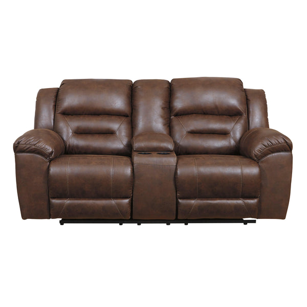  Signature Design by Ashley Stoneland Reclining Leather Look Loveseat with Console 3990494 IMAGE 1
