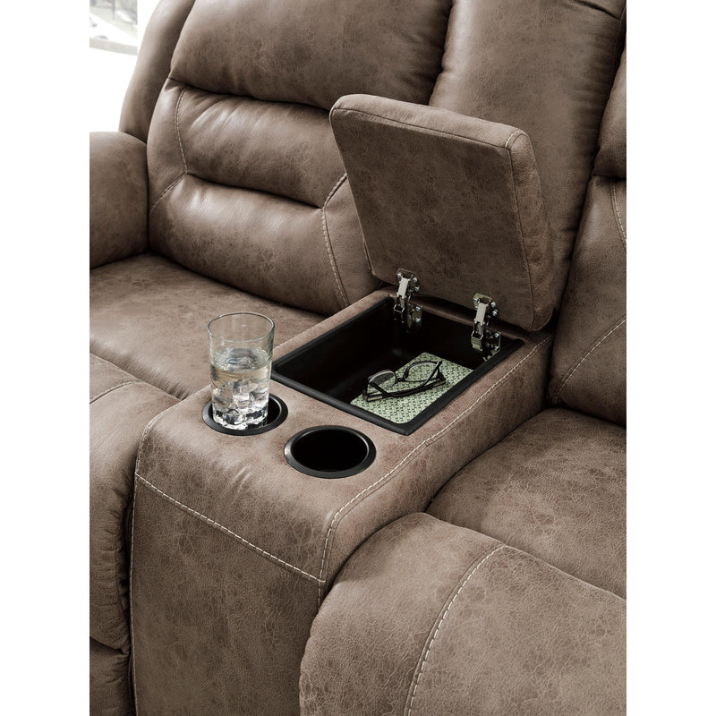  Signature Design by Ashley Stoneland Power Reclining Leather Look Loveseat with Console 3990596 IMAGE 7